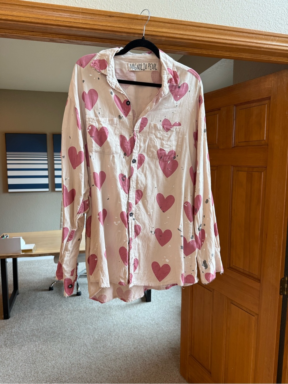 Magnolia Pearl Pink Heart-Print Button-Down Shirt